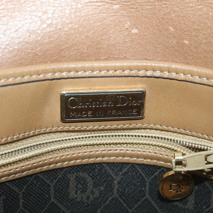 CHRISTIAN Top quality Dior Honeycomb Canvas Shoulder Bag PVC Leather Black Auth ti1257