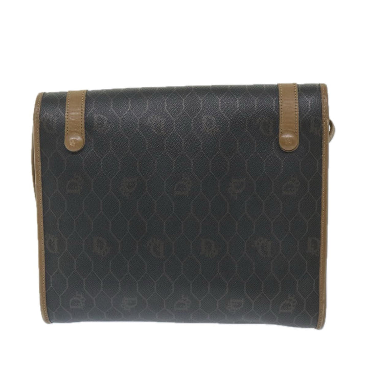 CHRISTIAN Top quality Dior Honeycomb Canvas Shoulder Bag PVC Leather Black Auth ti1257