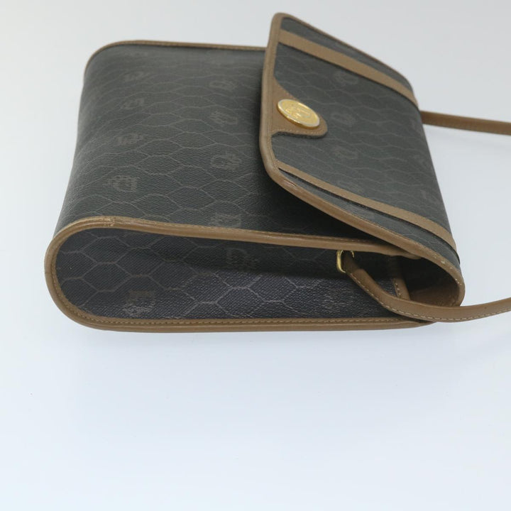 CHRISTIAN Top quality Dior Honeycomb Canvas Shoulder Bag PVC Leather Black Auth ti1257