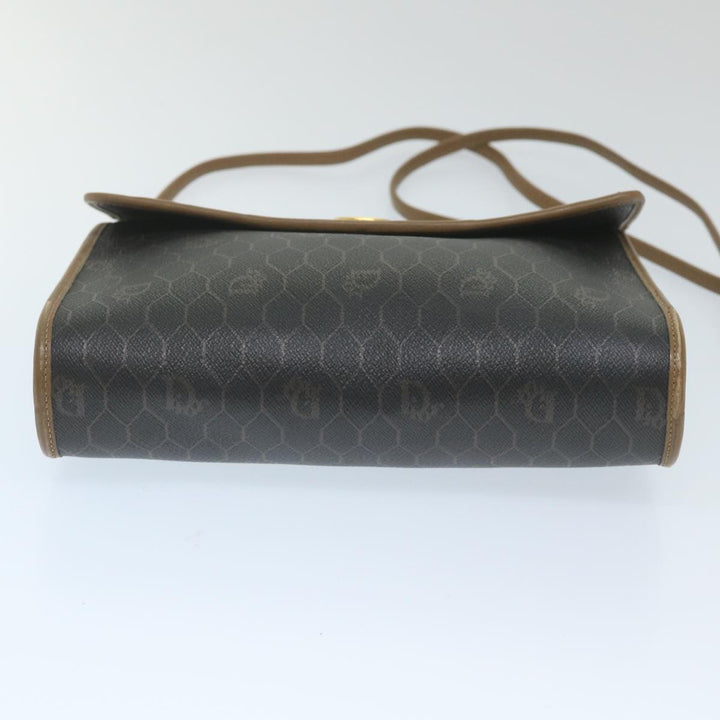 CHRISTIAN Top quality Dior Honeycomb Canvas Shoulder Bag PVC Leather Black Auth ti1257
