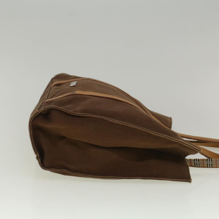 BurberrySs Blue Label Tote Bag Canvas Leather Brown Auth ti1321