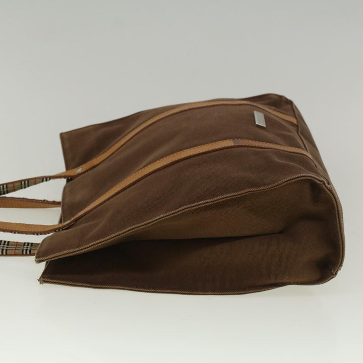 BurberrySs Blue Label Tote Bag Canvas Leather Brown Auth ti1321