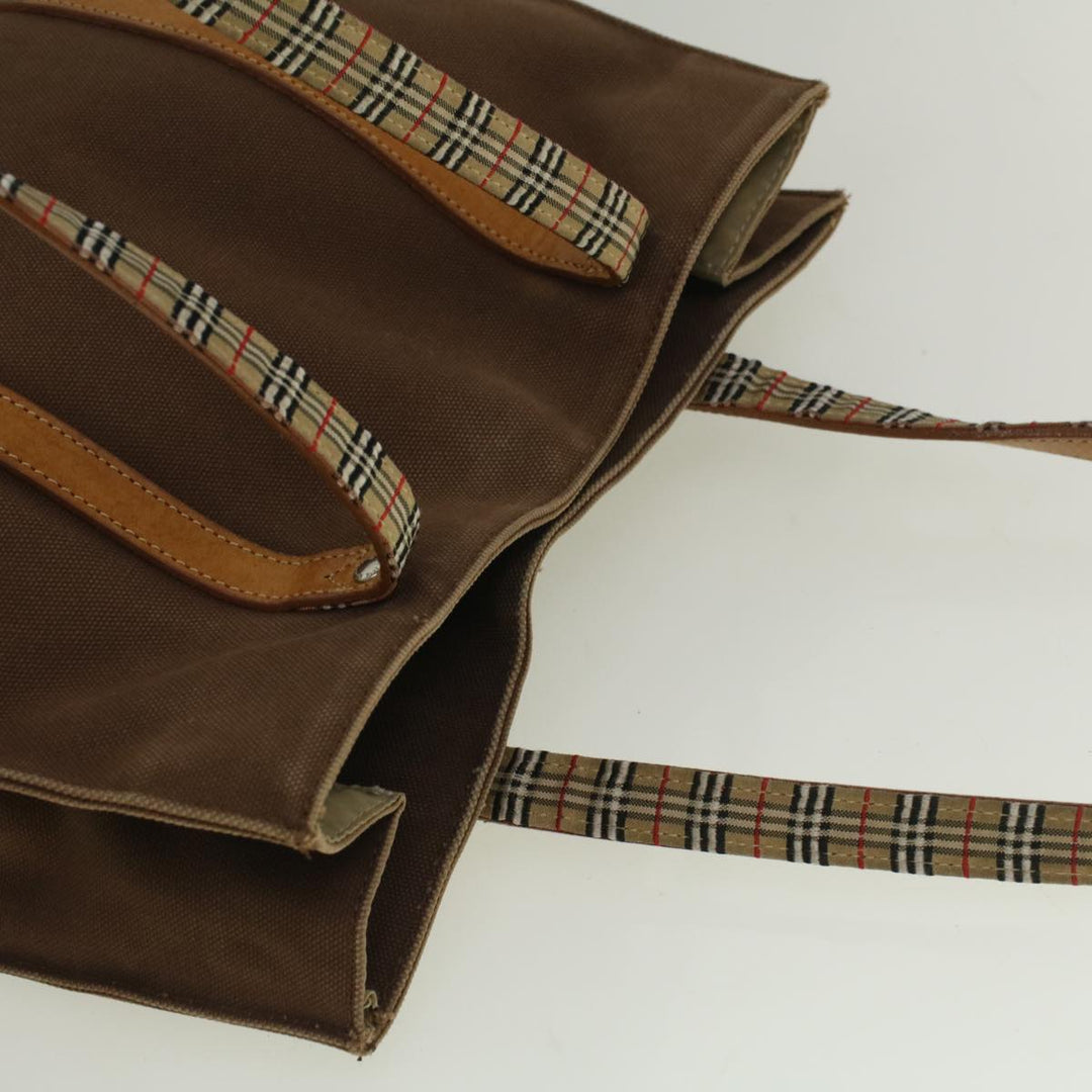 BurberrySs Blue Label Tote Bag Canvas Leather Brown Auth ti1321
