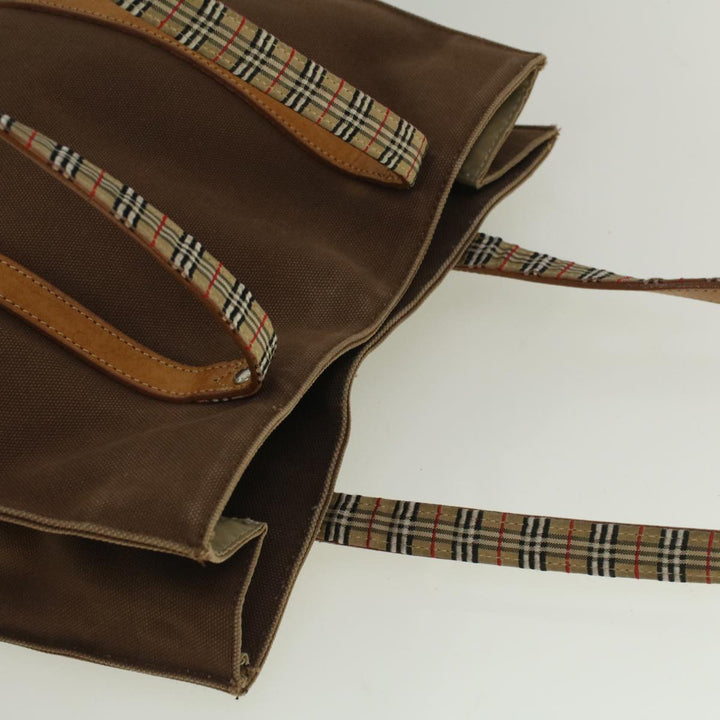 BurberrySs Blue Label Tote Bag Canvas Leather Brown Auth ti1321