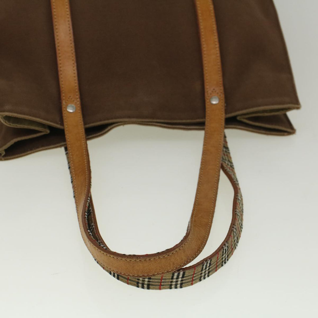 BurberrySs Blue Label Tote Bag Canvas Leather Brown Auth ti1321