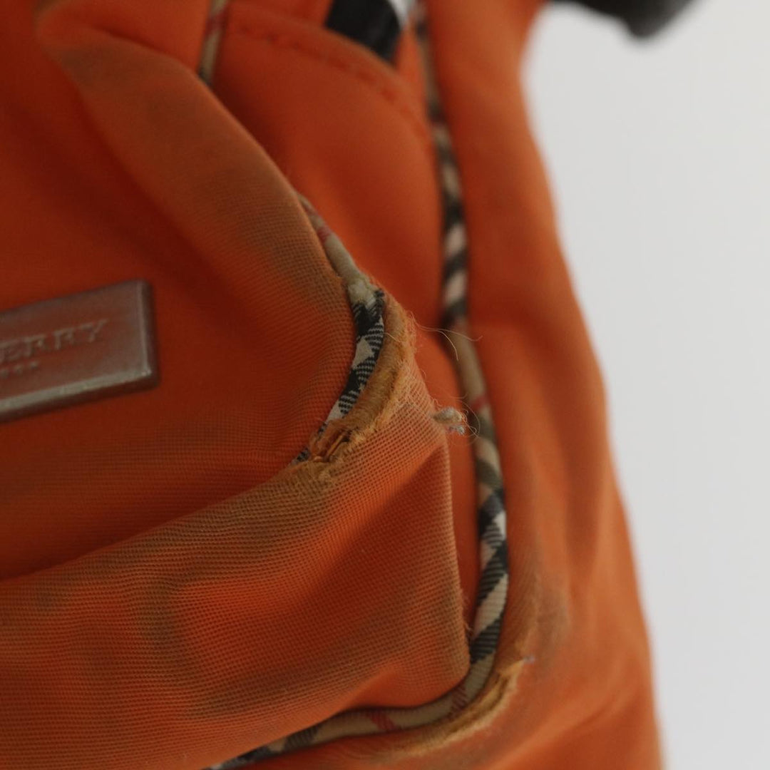 Burberry Nova Check Hand Bag Nylon 2Set Orange Beige Auth ti1324