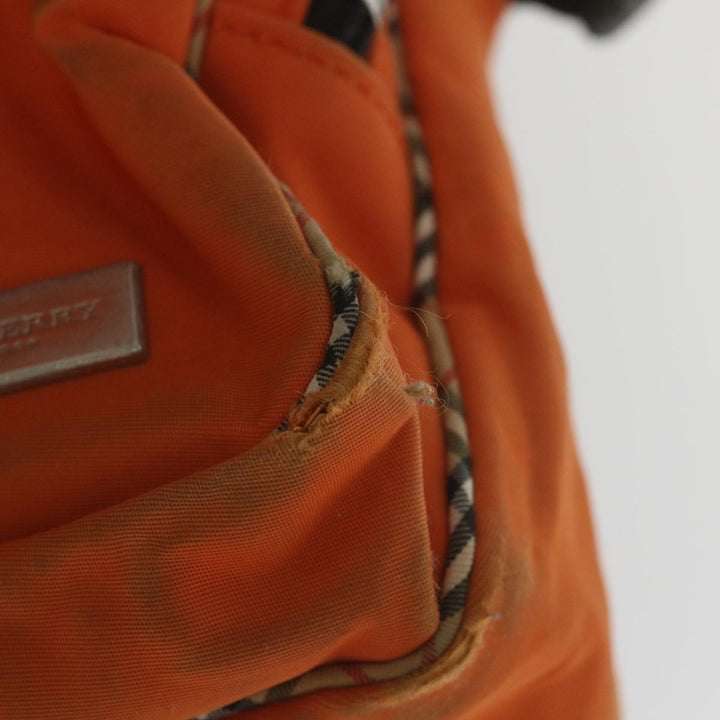 Burberry Nova Check Hand Bag Nylon 2Set Orange Beige Auth ti1324