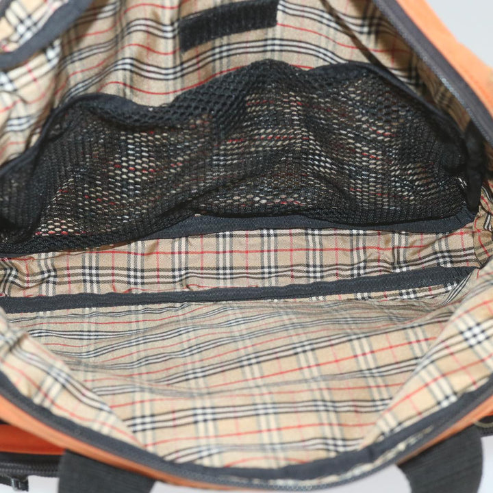 Burberry Nova Check Hand Bag Nylon 2Set Orange Beige Auth ti1324