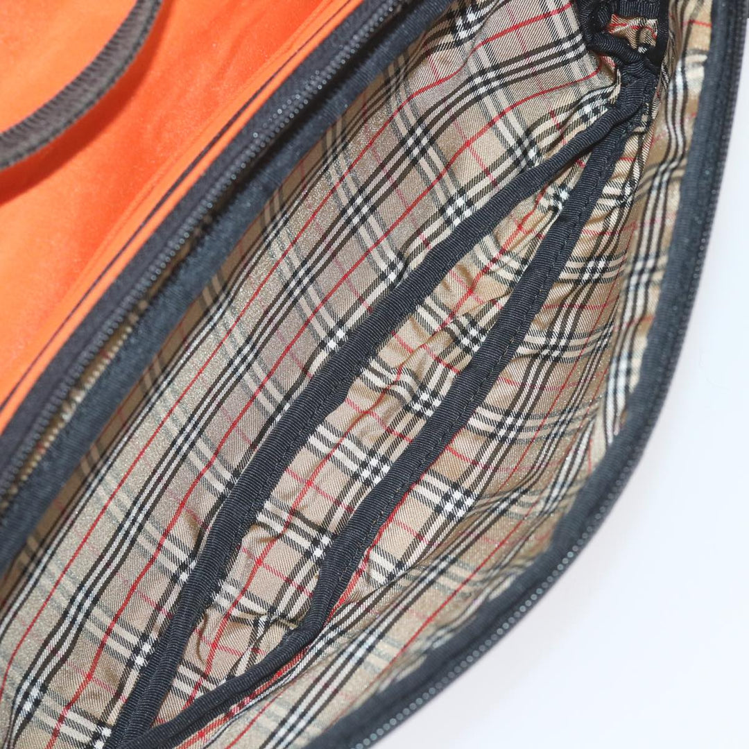Burberry Nova Check Hand Bag Nylon 2Set Orange Beige Auth ti1324