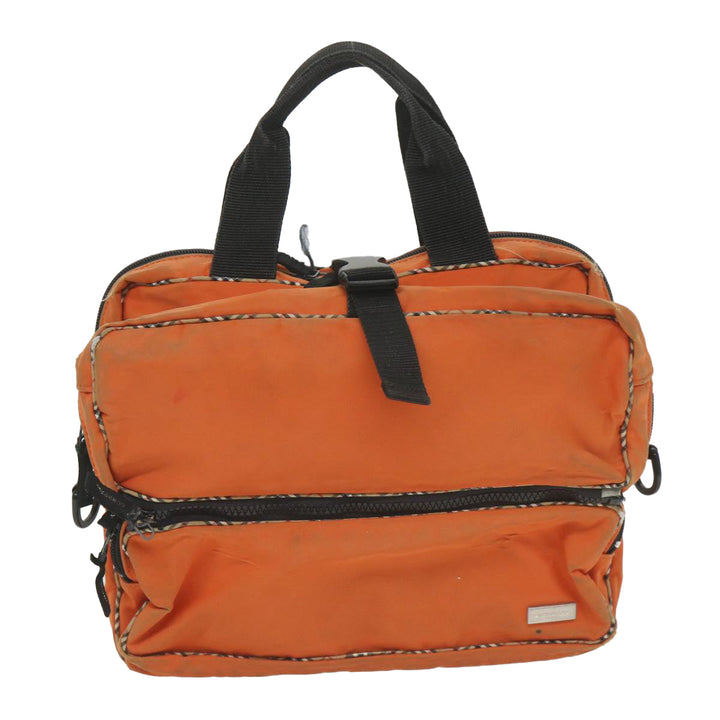 Burberry Nova Check Hand Bag Nylon 2Set Orange Beige Auth ti1324