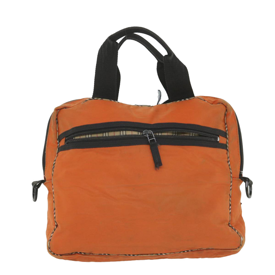 Burberry Nova Check Hand Bag Nylon 2Set Orange Beige Auth ti1324