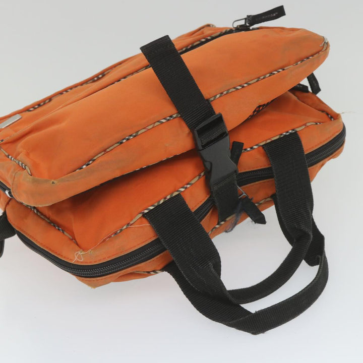 Burberry Nova Check Hand Bag Nylon 2Set Orange Beige Auth ti1324