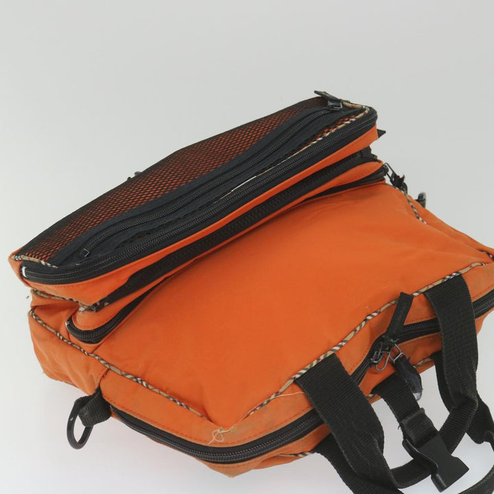 Burberry Nova Check Hand Bag Nylon 2Set Orange Beige Auth ti1324