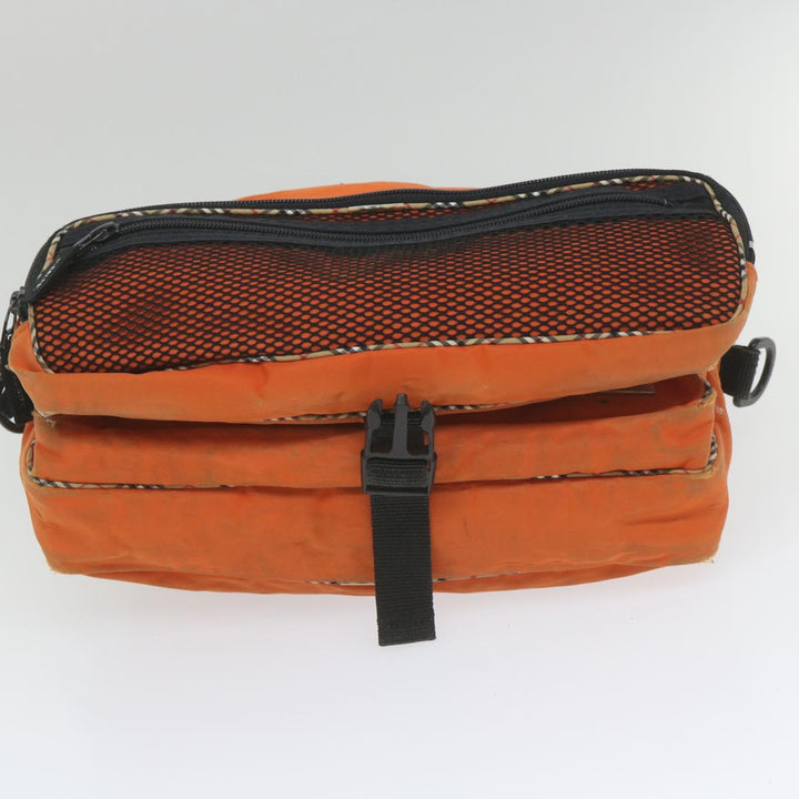 Burberry Nova Check Hand Bag Nylon 2Set Orange Beige Auth ti1324