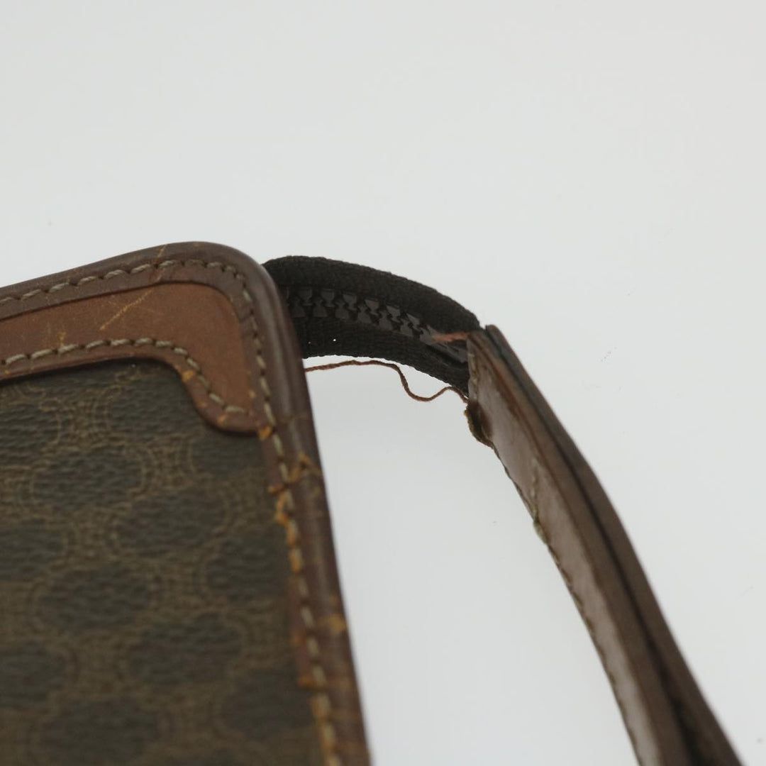 Celine Macadam Canvas Clutch Bag PVC Leather Brown Auth ti1357
