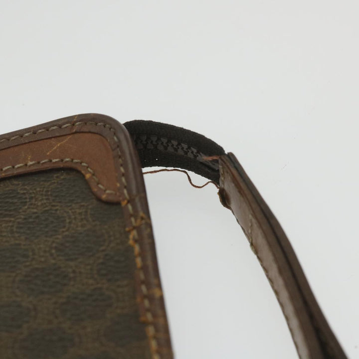 Celine Macadam Canvas Clutch Bag PVC Leather Brown Auth ti1357