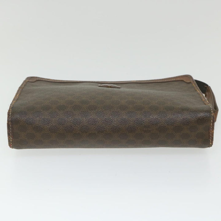 Celine Macadam Canvas Clutch Bag PVC Leather Brown Auth ti1357