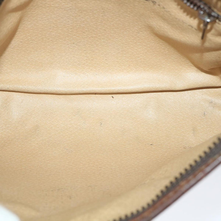 Celine Macadam Canvas Clutch Bag PVC Leather Brown Auth ti1357