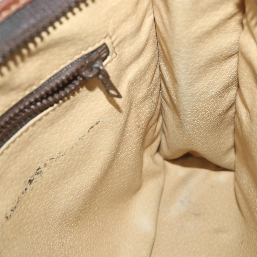Celine Macadam Canvas Clutch Bag PVC Leather Brown Auth ti1357