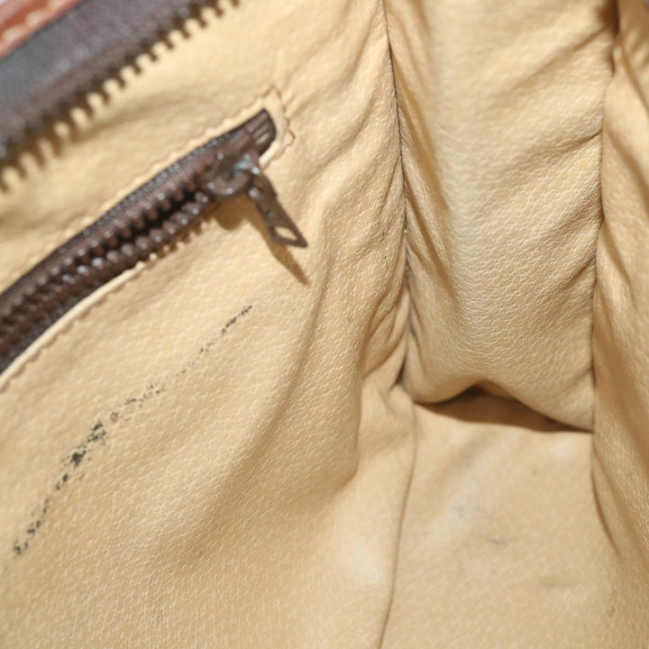 Celine Macadam Canvas Clutch Bag PVC Leather Brown Auth ti1357