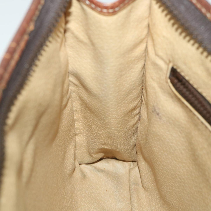 Celine Macadam Canvas Clutch Bag PVC Leather Brown Auth ti1357