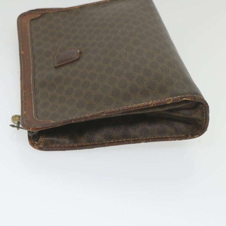 Celine Macadam Canvas Clutch Bag PVC Leather Brown Auth ti1357