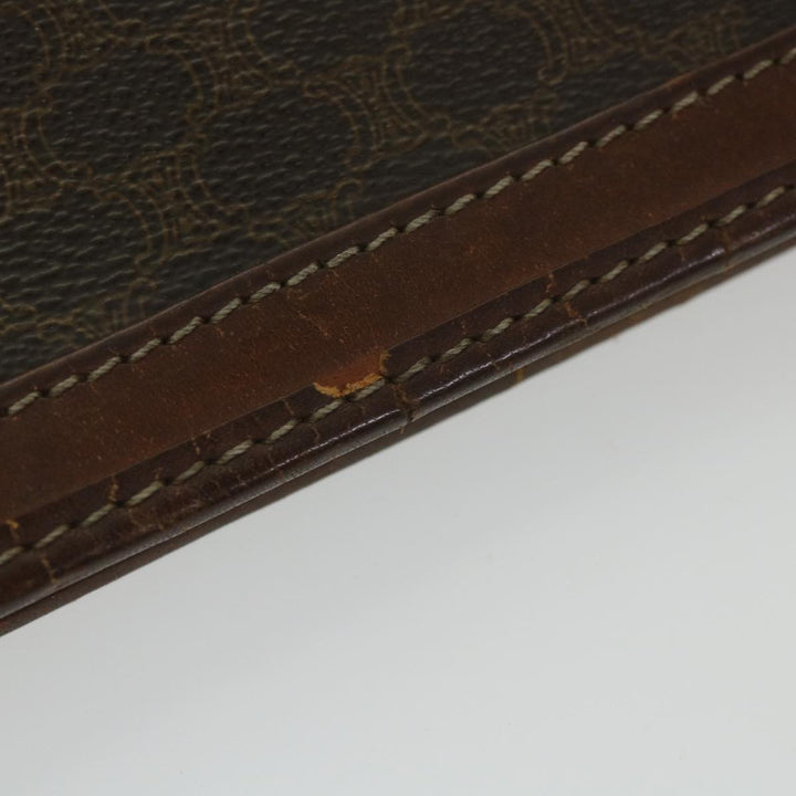 Celine Macadam Canvas Clutch Bag PVC Leather Brown Auth ti1357