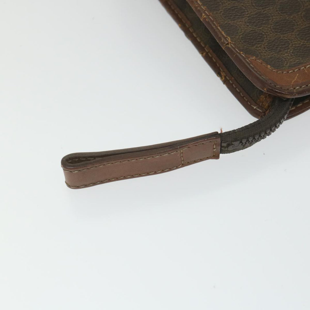 Celine Macadam Canvas Clutch Bag PVC Leather Brown Auth ti1357