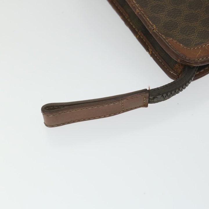 Celine Macadam Canvas Clutch Bag PVC Leather Brown Auth ti1357