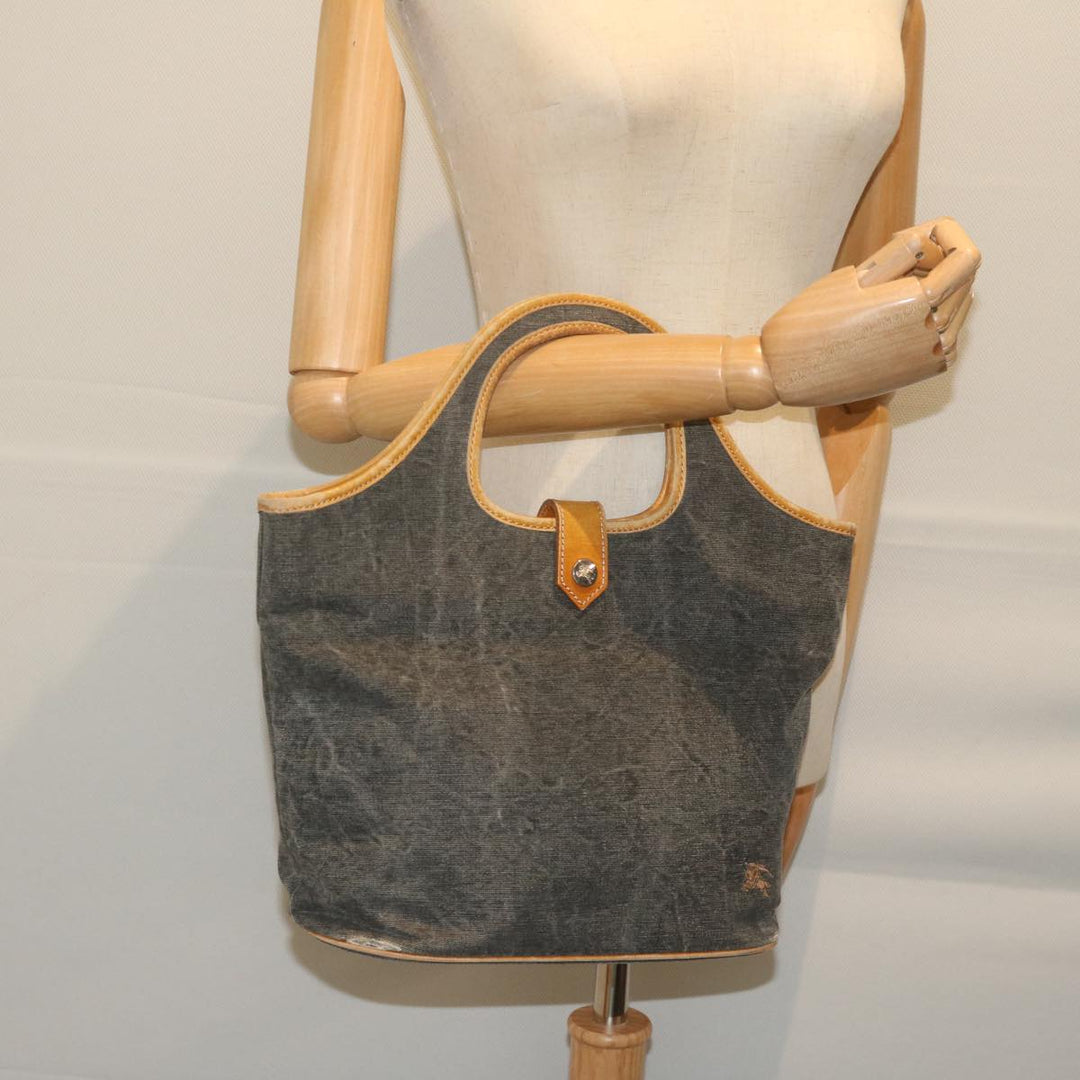Burberry Blue Label Hand Bag Canvas Gray Auth ti1388