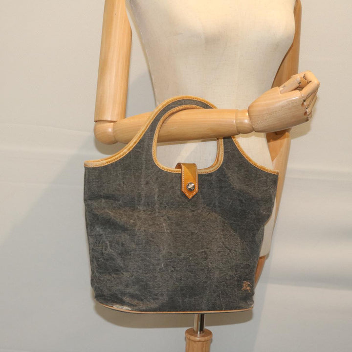 Burberry Blue Label Hand Bag Canvas Gray Auth ti1388