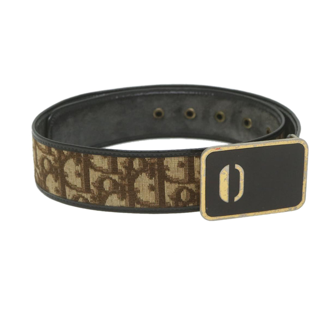 CHRISTIAN Top quality Dior Trotter Canvas Belt 24.8"-28.7" Brown Auth ti1395