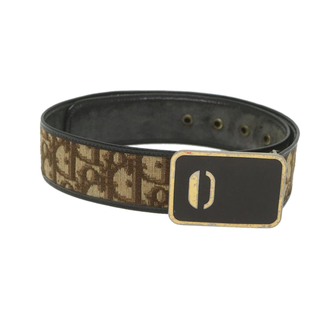 CHRISTIAN Top quality Dior Trotter Canvas Belt 24.8"-28.7" Brown Auth ti1395
