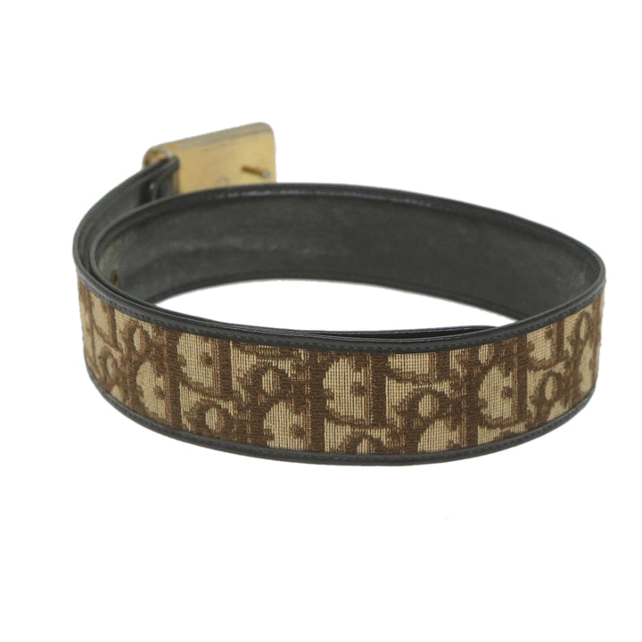 CHRISTIAN Top quality Dior Trotter Canvas Belt 24.8"-28.7" Brown Auth ti1395