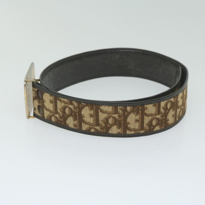 CHRISTIAN Top quality Dior Trotter Canvas Belt 24.8"-28.7" Brown Auth ti1395