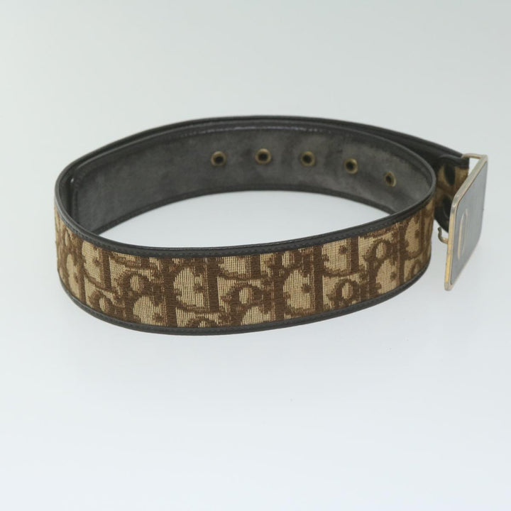 CHRISTIAN Top quality Dior Trotter Canvas Belt 24.8"-28.7" Brown Auth ti1395
