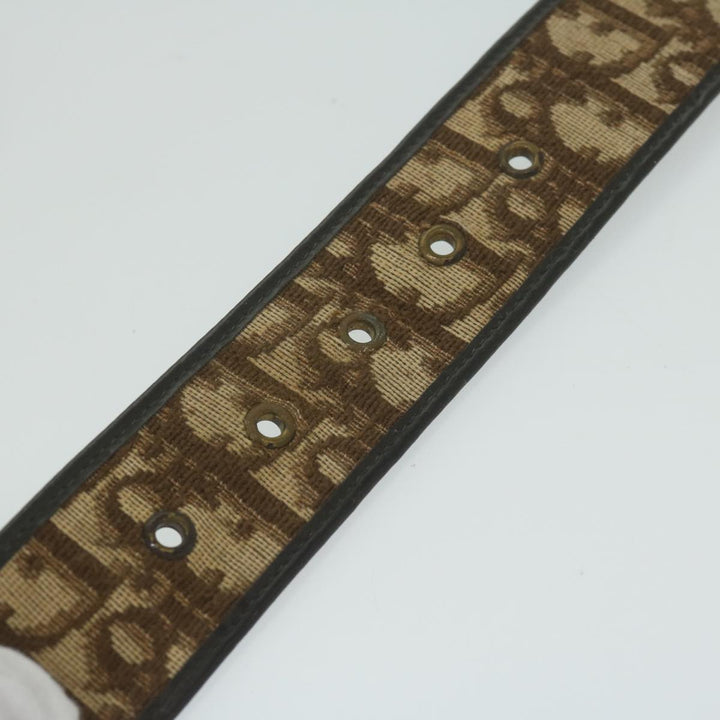 CHRISTIAN Top quality Dior Trotter Canvas Belt 24.8"-28.7" Brown Auth ti1395