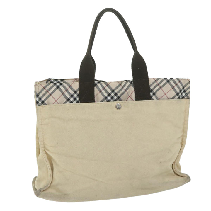 Top Quality Burberry Nova Check Blue Label Tote Bag Canvas Beige Auth ti1469
