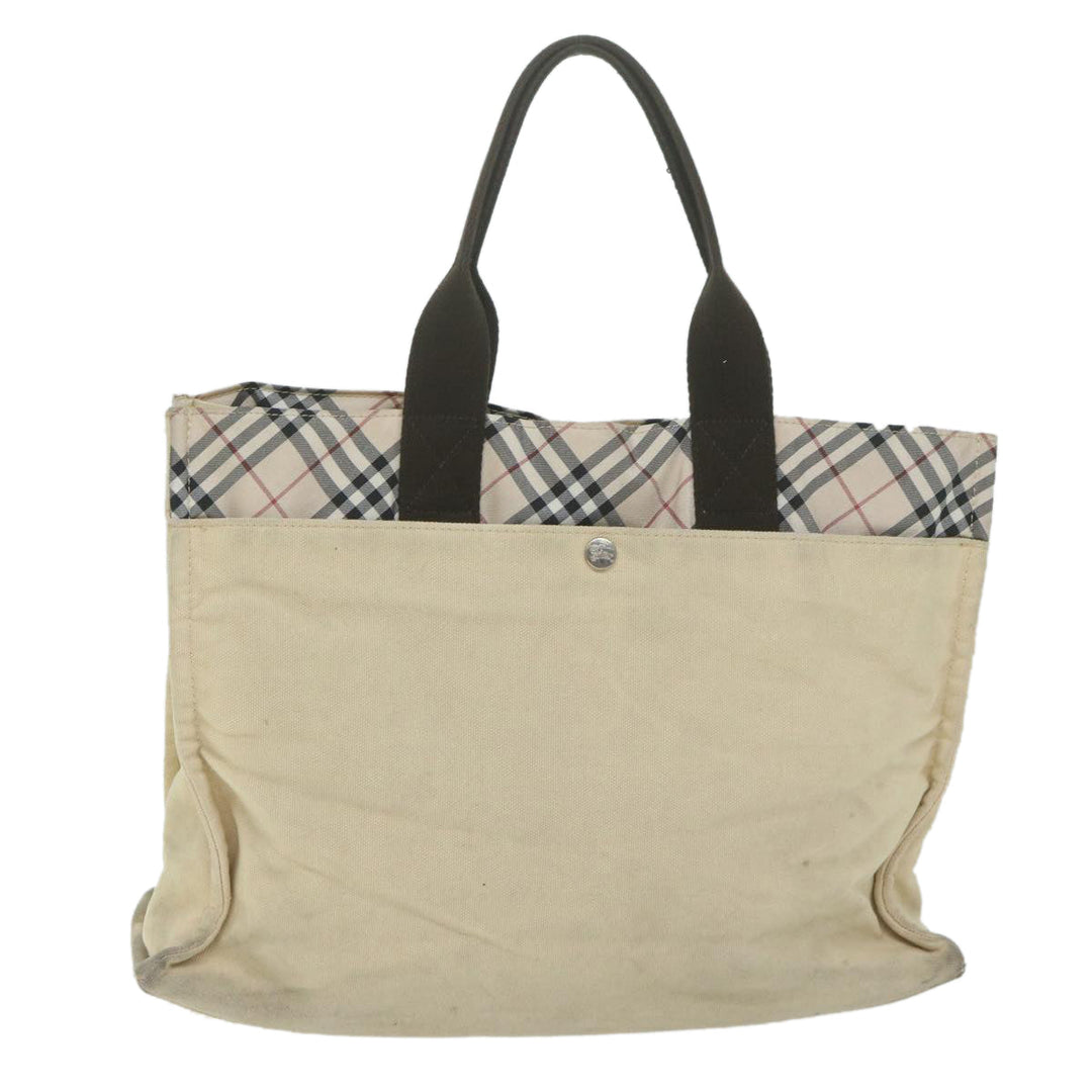 Top Quality Burberry Nova Check Blue Label Tote Bag Canvas Beige Auth ti1469