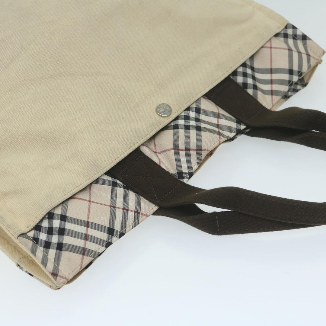 Top Quality Burberry Nova Check Blue Label Tote Bag Canvas Beige Auth ti1469