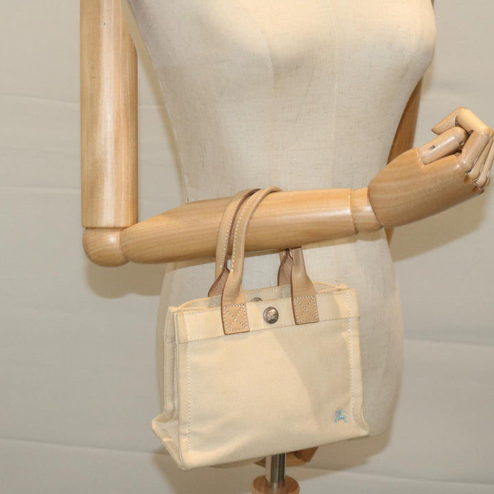 Burberry Blue Label Hand Bag Canvas Beige Auth ti1470