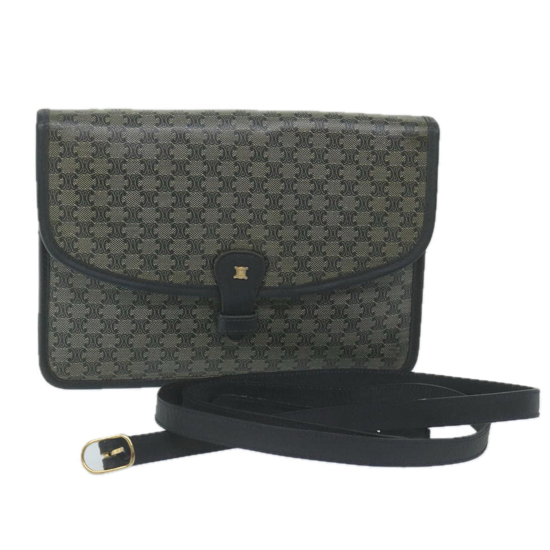 Celine Macadam Canvas Shoulder Bag Coated Canvas Navy  ti1495