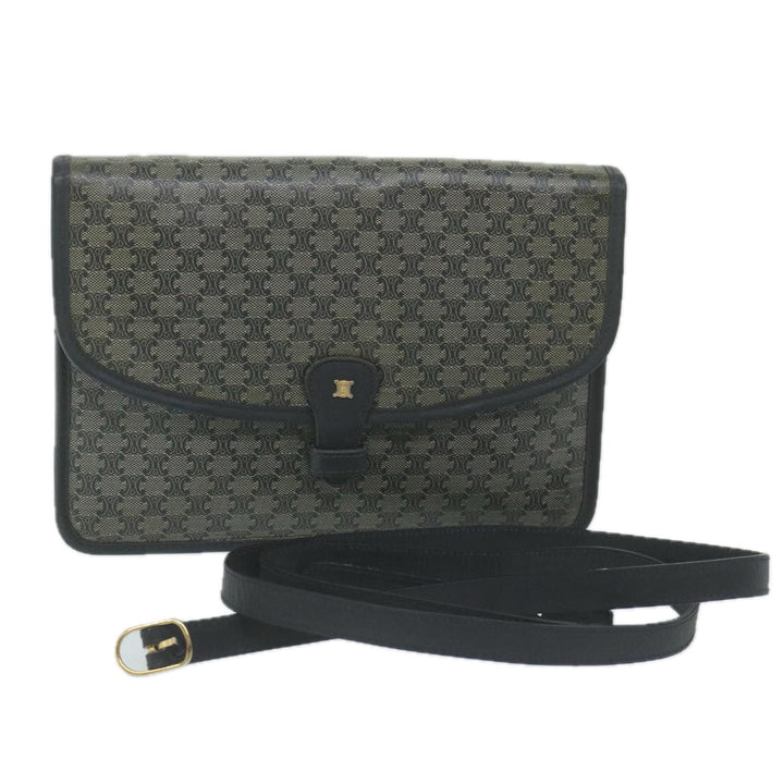 Celine Macadam Canvas Shoulder Bag Coated Canvas Navy  ti1495