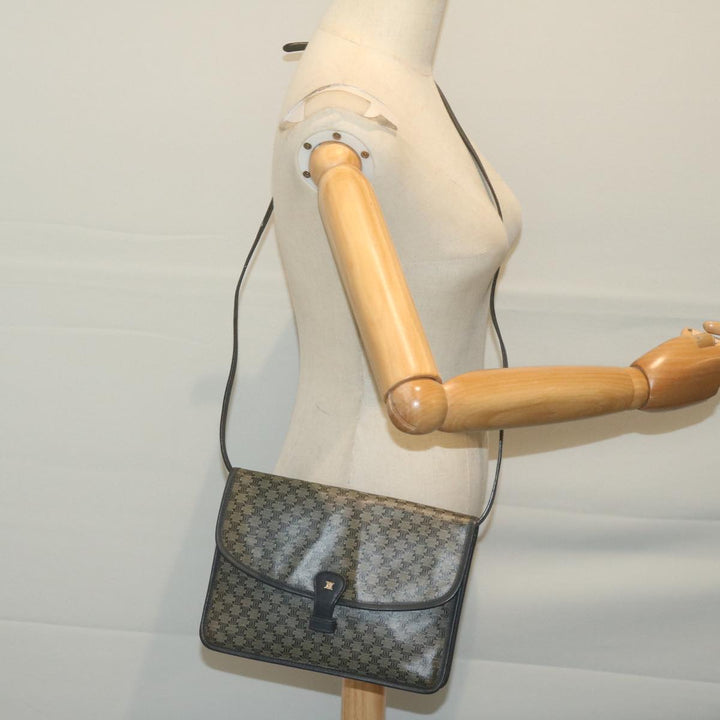 Celine Macadam Canvas Shoulder Bag Coated Canvas Navy  ti1495