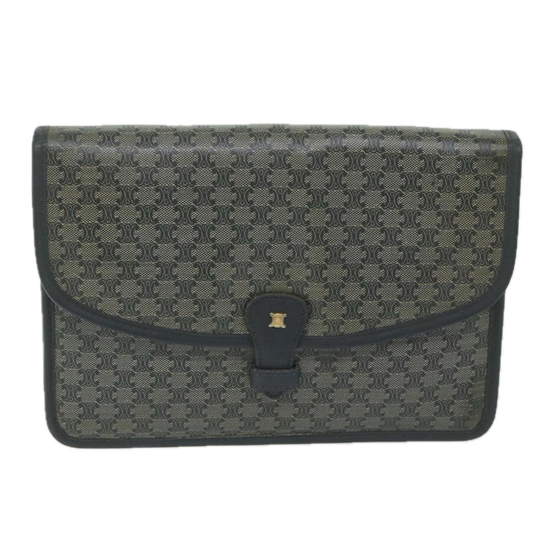 Celine Macadam Canvas Shoulder Bag Coated Canvas Navy  ti1495