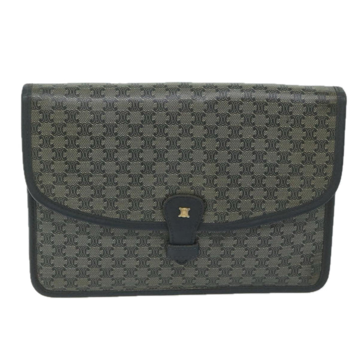 Celine Macadam Canvas Shoulder Bag Coated Canvas Navy  ti1495