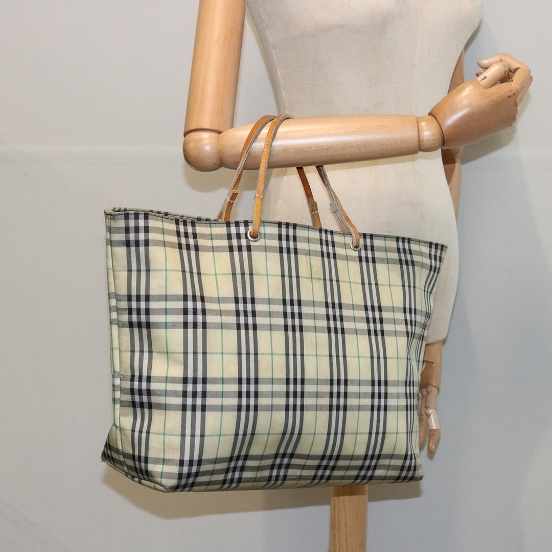 Burberry Nova Check Tote Bag Nylon Yellow Auth ti1543