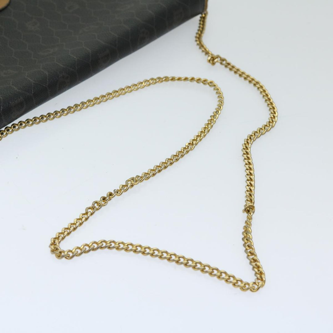 CHRISTIAN Top quality Dior Honeycomb Canvas Chain Shoulder Bag PVC Black Auth ti1598