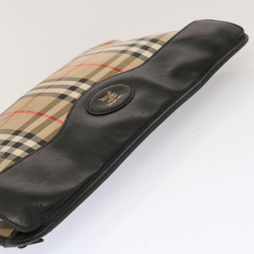 BurberrySs Nova Check Clutch Bag Canvas Beige Auth ti1616