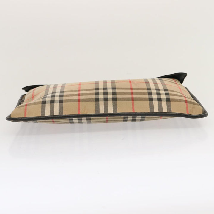 BurberrySs Nova Check Clutch Bag Canvas Beige Auth ti1616